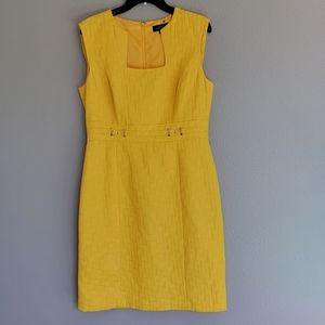 Tahari Yellow Textured Midi Dress Size 10